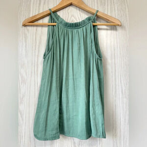 Francesca Mi ami Green Halter Tank Blouse Size S NWT